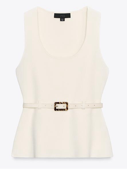 Nwt Zara Cream Peplum Structured Top Quiet Luxury Old Money Clean Girl